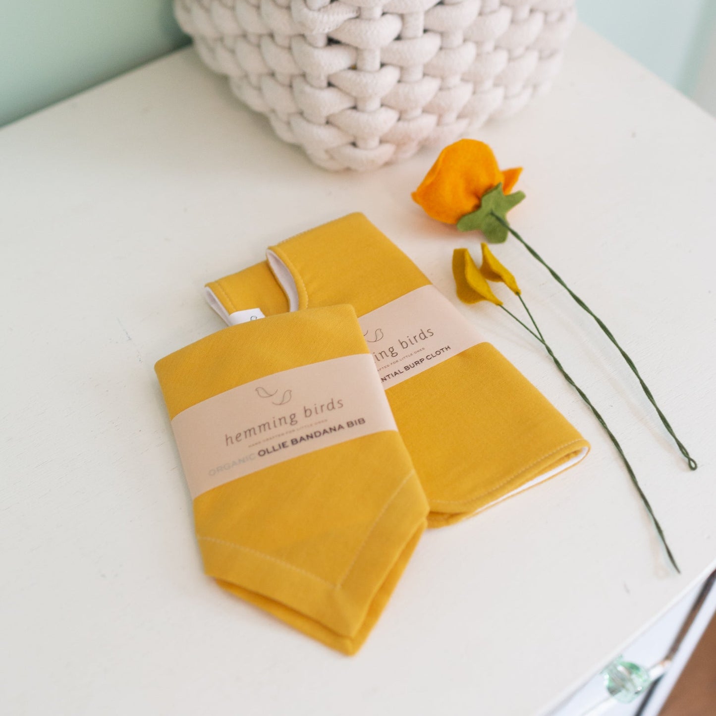 Ollie Bandana Bib in "Saffron" // ORGANIC Double Gauze