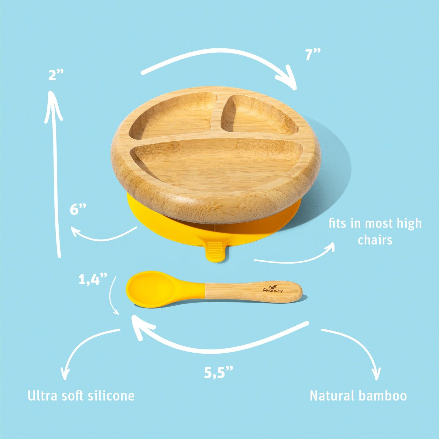 Avanchy Bamboo Suction Baby Plate + Spoon