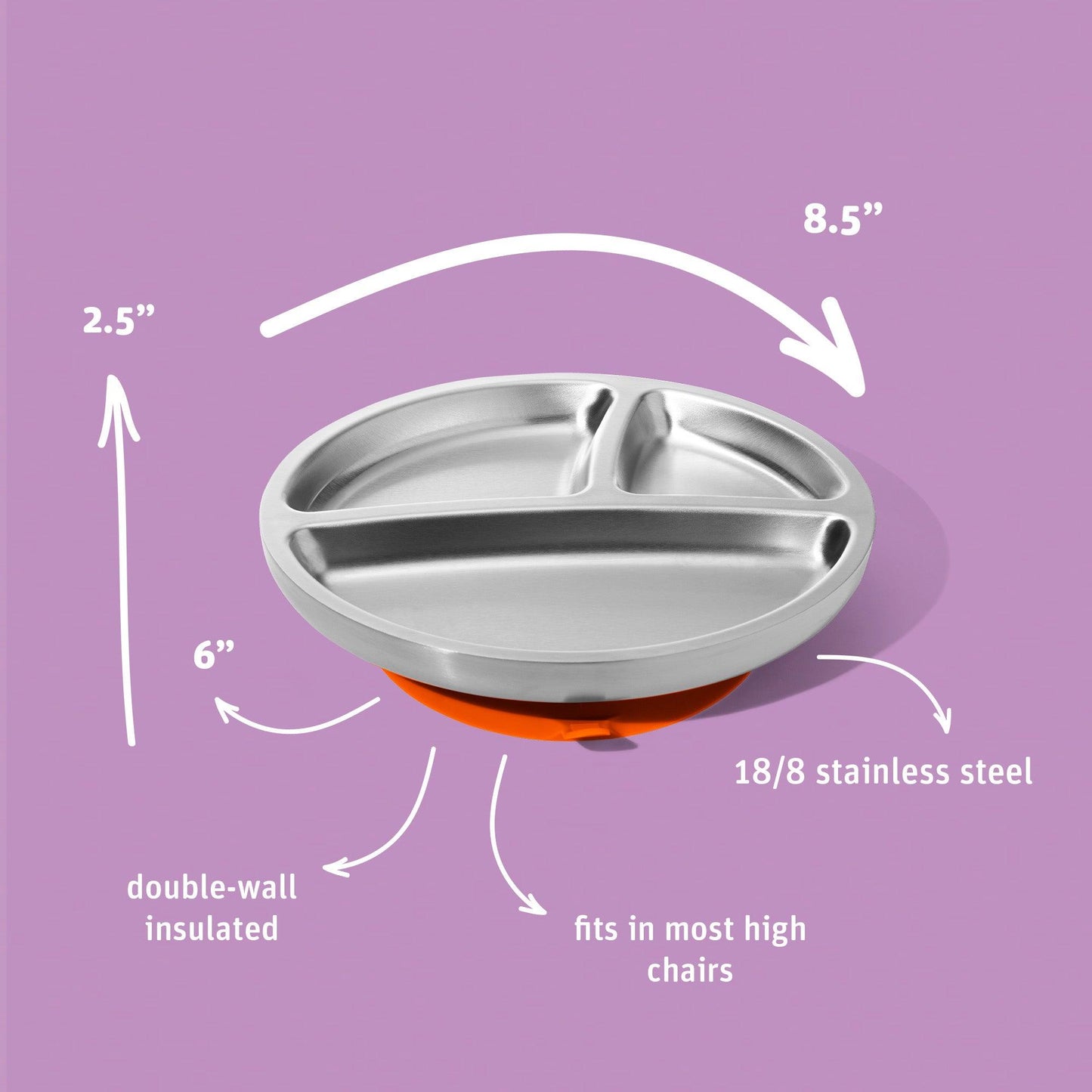 Avanchy Stainless Steel Suction Toddler Plate