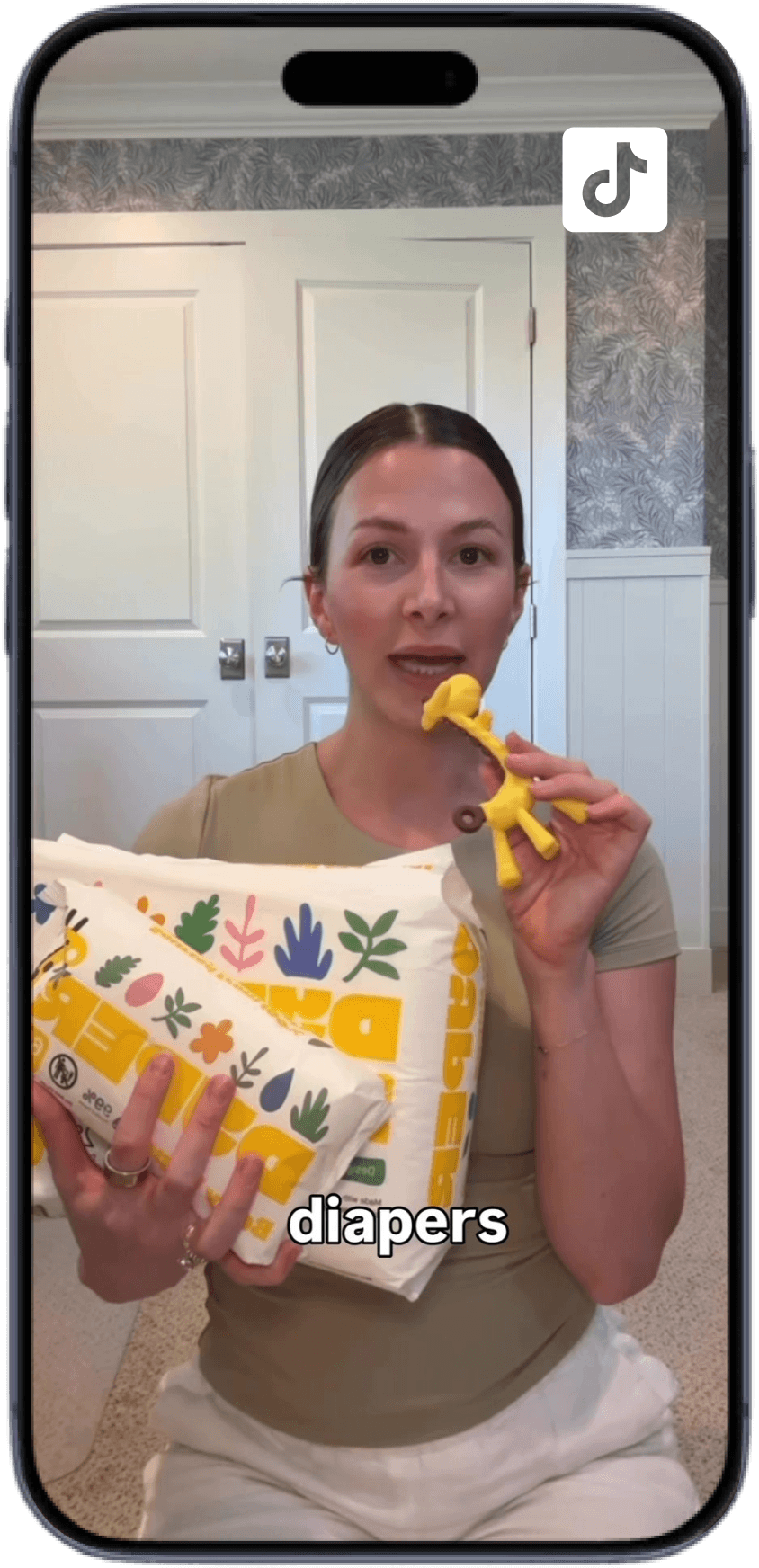 TikTok video of a parent reviewing Dyper diapers